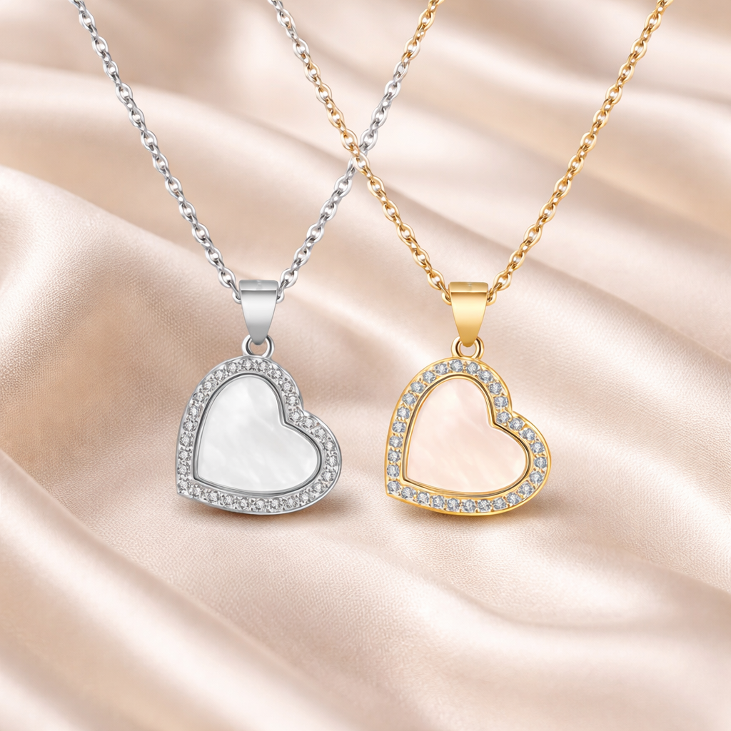 Pure Heart Necklace - S925 Sterling Silver Shell & Zircon Pendant