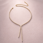 Elegant Tassel Y-Necklace - Shimmering Zirconia Clavicle Chain