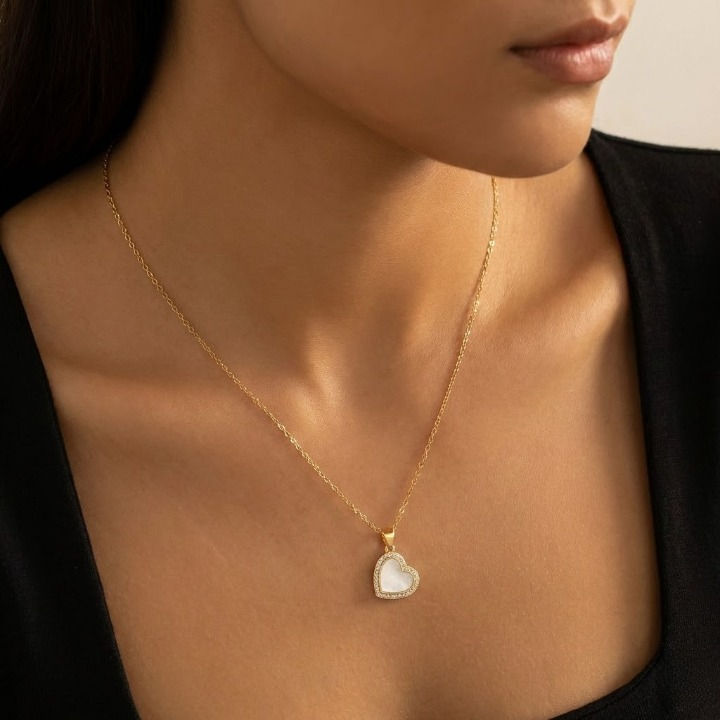 Pure Heart Necklace - S925 Sterling Silver Shell & Zircon Pendant