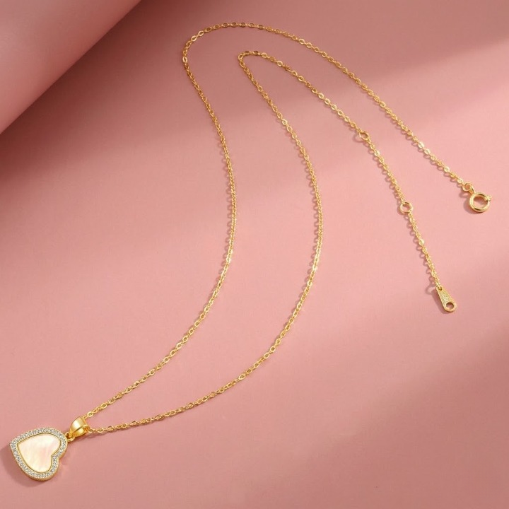 Pure Heart Necklace - S925 Sterling Silver Shell & Zircon Pendant