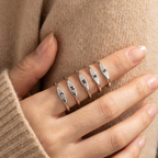 Pure S925 Sterling Silver Initial Ring - Minimalist Adjustable Letter Band