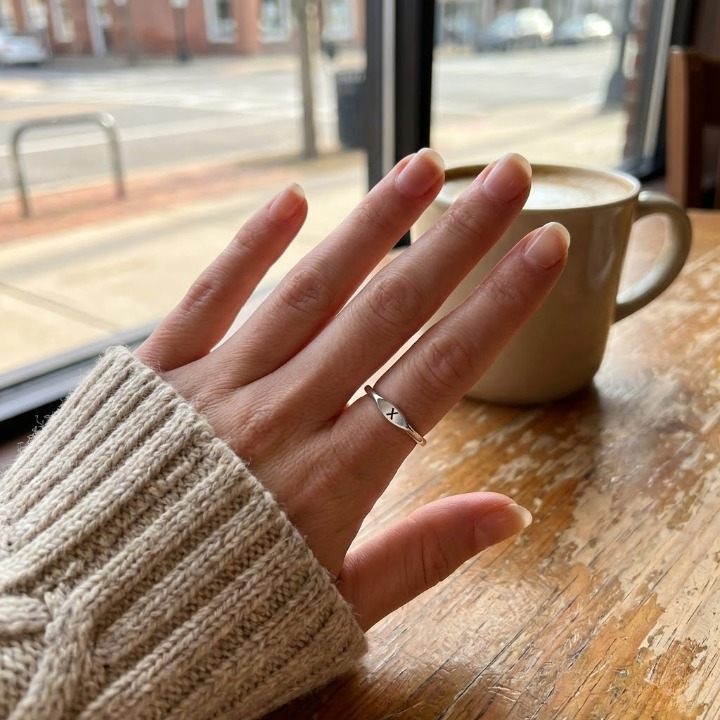 Pure S925 Sterling Silver Initial Ring - Minimalist Adjustable Letter Band